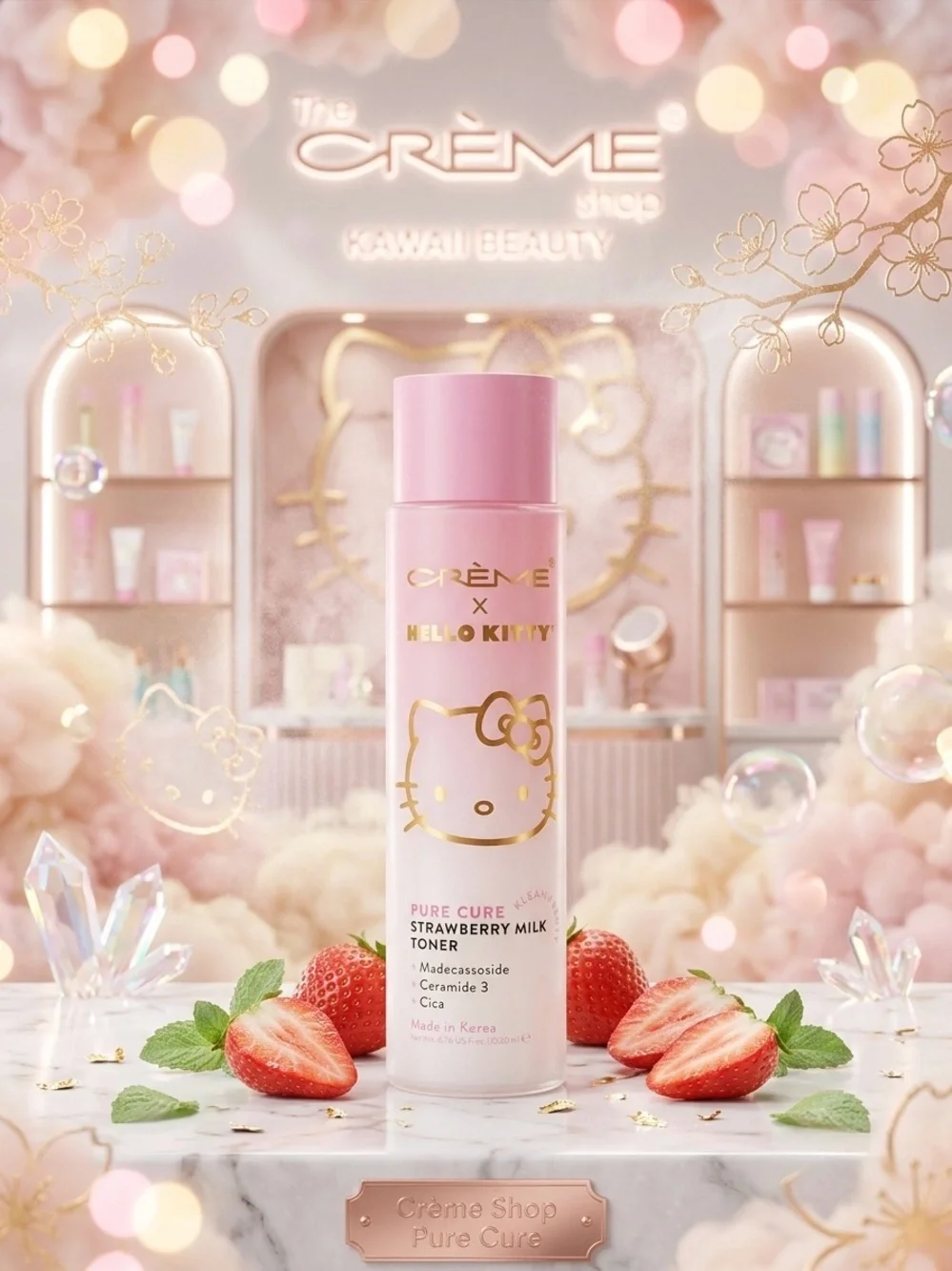 The Crème Shop x Hello Kitty Pure Cure Strawberry Milk Toner - 6.76 oz🎀